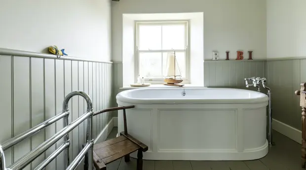 Bath and bathroom floor